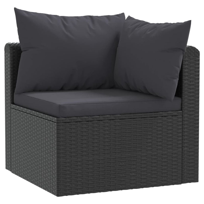 vidaXL 7 Piece Garden Lounge Set with Cushions Poly Rattan Black