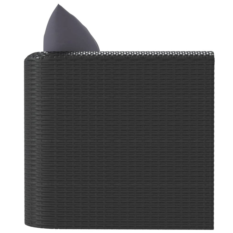 vidaXL Single Sofa with Cushions Poly Rattan Black