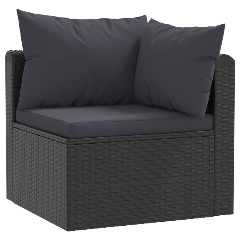 vidaXL 2 Piece Garden Sofa Set with Cushions Poly Rattan Black