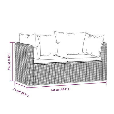 vidaXL 2 Piece Garden Sofa Set with Cushions Poly Rattan Black