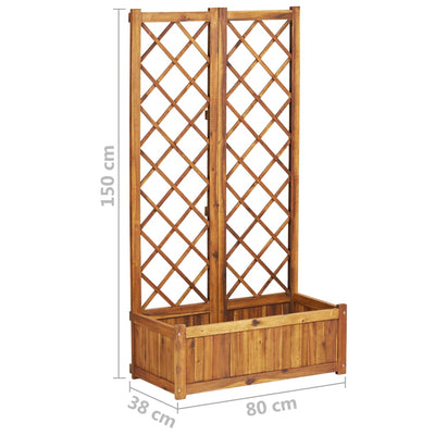 vidaXL Raised Bed with Trellis 80x38x150 cm Solid Acacia Wood