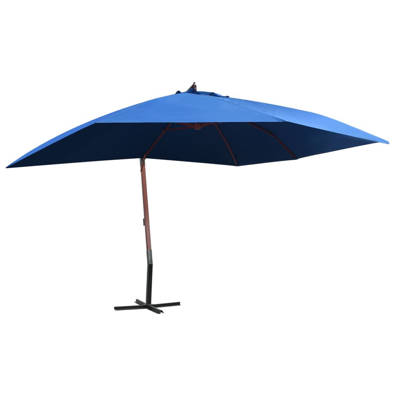 vidaXL Hanging Garden Parasol with Wooden Pole 400x300 cm Black