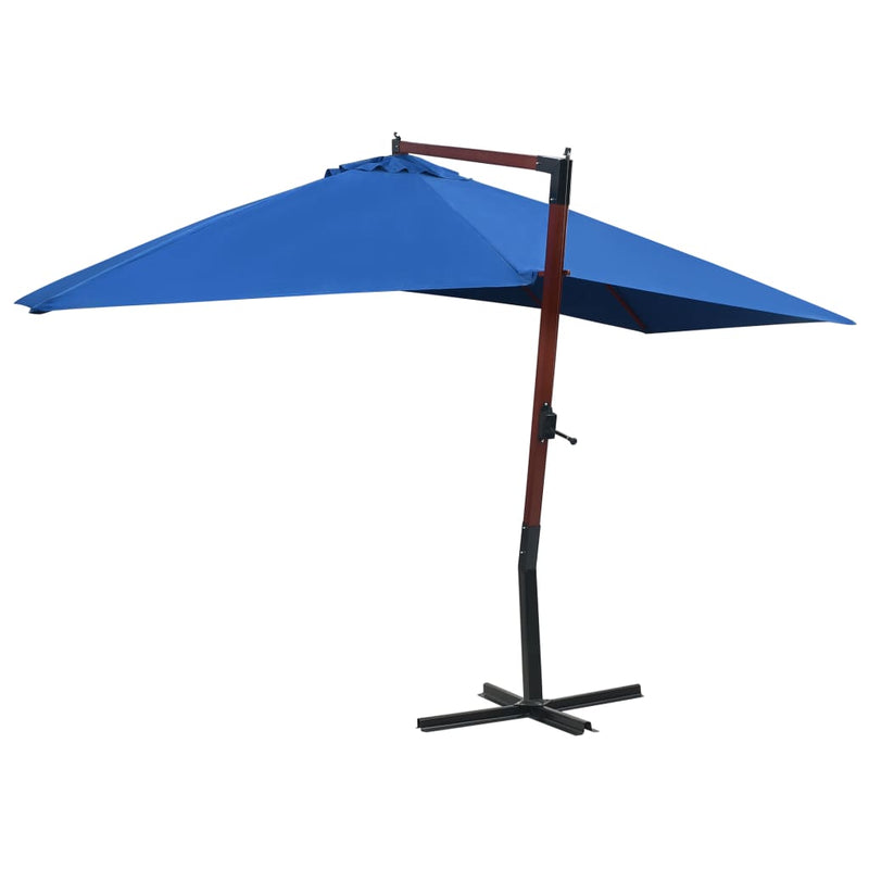 vidaXL Hanging Garden Parasol with Wooden Pole 400x300 cm Black