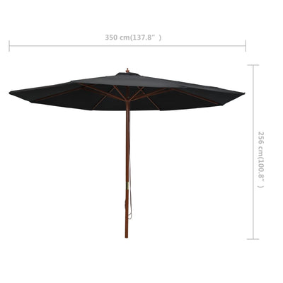 vidaXL Garden Parasol with Wooden Pole 350 cm Anthracite