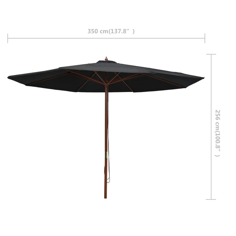 vidaXL Garden Parasol with Wooden Pole 350 cm Anthracite
