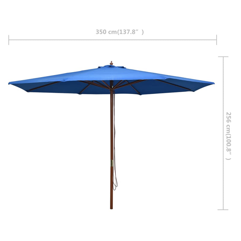 vidaXL Garden Parasol with Wooden Pole 350 cm Anthracite
