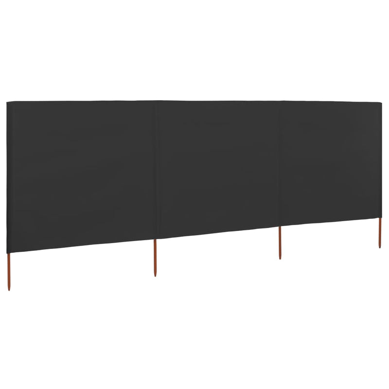 vidaXL 3-panel Wind Screen Fabric 400x80 cm Anthracite