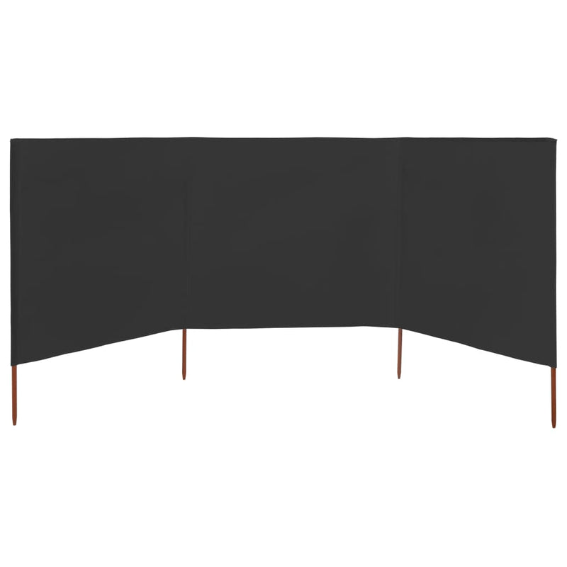 vidaXL 3-panel Wind Screen Fabric 400x80 cm Anthracite