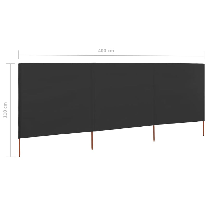 vidaXL 3-panel Wind Screen Fabric 400x80 cm Anthracite