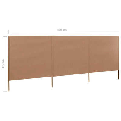 vidaXL 3-panel Wind Screen Fabric 400x160 cm Taupe
