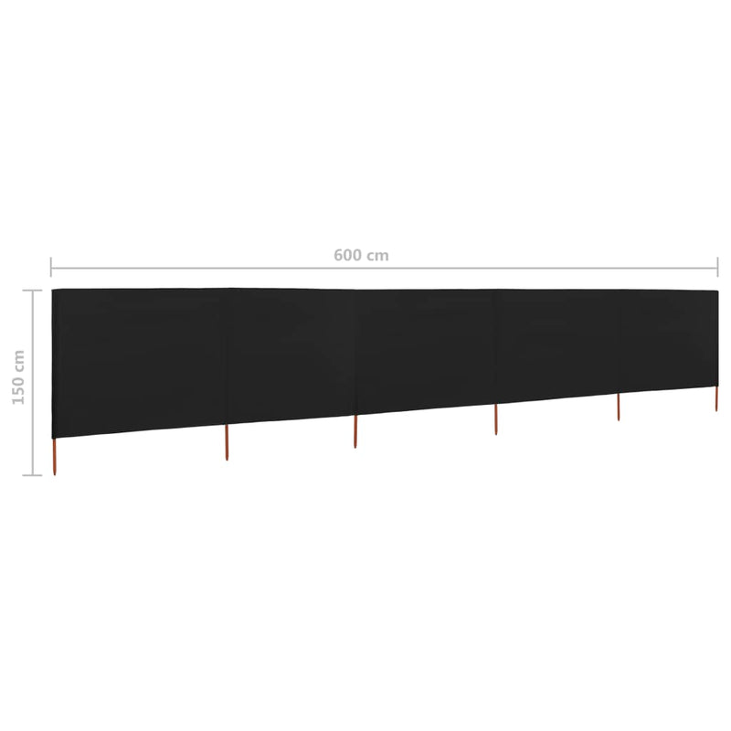 vidaXL 5-panel Wind Screen Fabric 600x120 cm Anthracite