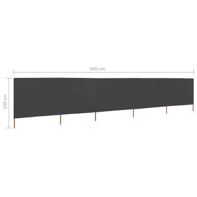 vidaXL 5-panel Wind Screen Fabric 600x160 cm Anthracite