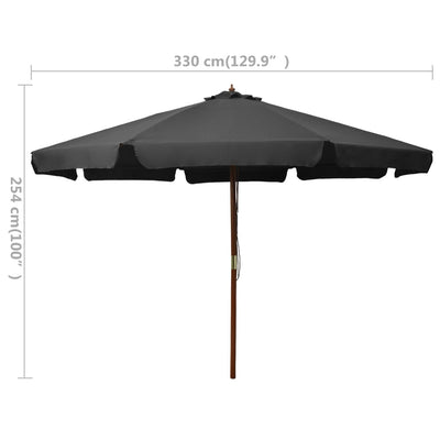 vidaXL Garden Parasol with Wooden Pole 330 cm Anthracite