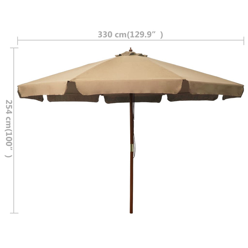 vidaXL Garden Parasol with Wooden Pole 330 cm Anthracite