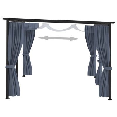 vidaXL Gazebo with Curtains 3x3 m Anthracite Steel