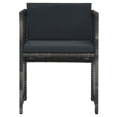 vidaXL 3 Piece Bistro Set with Cushions Poly Rattan Grey