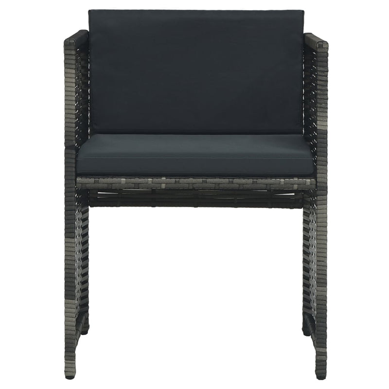 vidaXL 3 Piece Bistro Set with Cushions Poly Rattan Grey