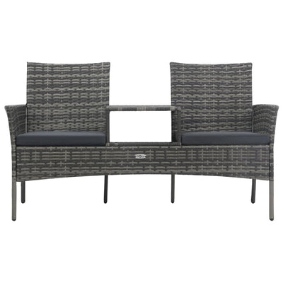 vidaXL 2-Seater Garden Sofa with Tea Table Poly Rattan Anthracite