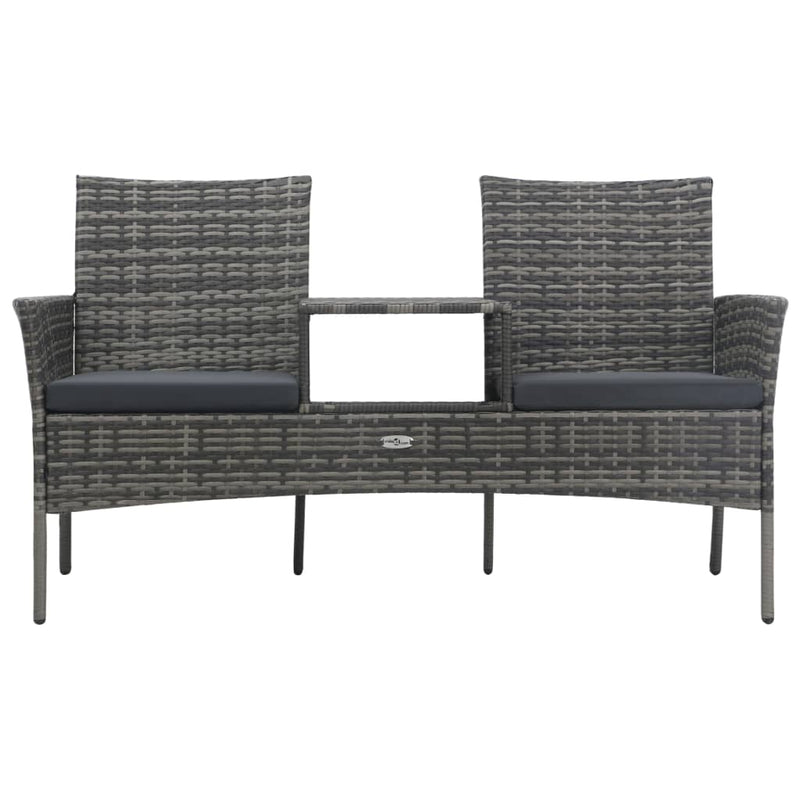 vidaXL 2-Seater Garden Sofa with Tea Table Poly Rattan Anthracite