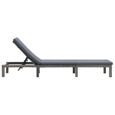 vidaXL Sun Lounger with Cushion Poly Rattan Anthracite