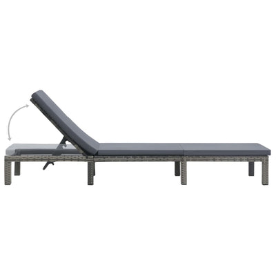 vidaXL Sun Lounger with Cushion Poly Rattan Anthracite