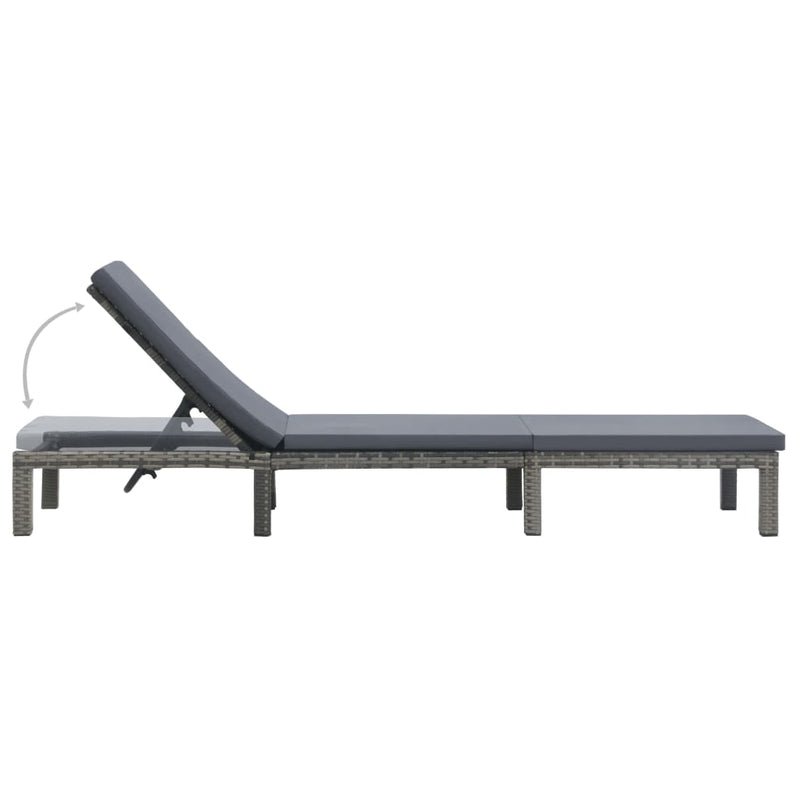 vidaXL Sun Lounger with Cushion Poly Rattan Anthracite