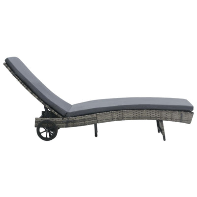 vidaXL Sun Lounger with Wheels and Cushion Poly Rattan Anthracite