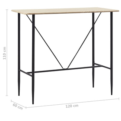 vidaXL Bar Table Black 120x60x110 cm MDF