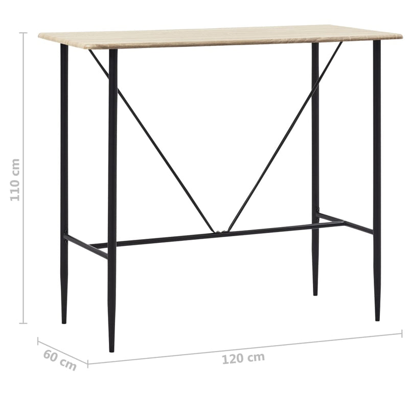 vidaXL Bar Table Black 120x60x110 cm MDF