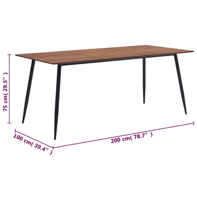 vidaXL Dining Table Brown 200x100x75 cm MDF
