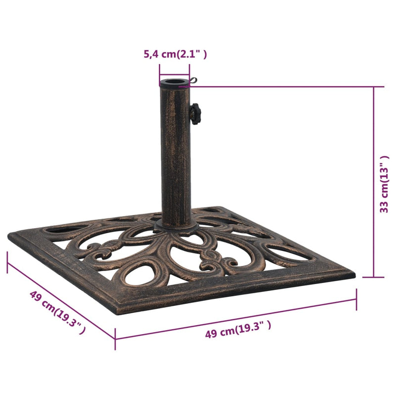 vidaXL Umbrella Base Black and Bronze 9 kg 40 cm Cast Iron