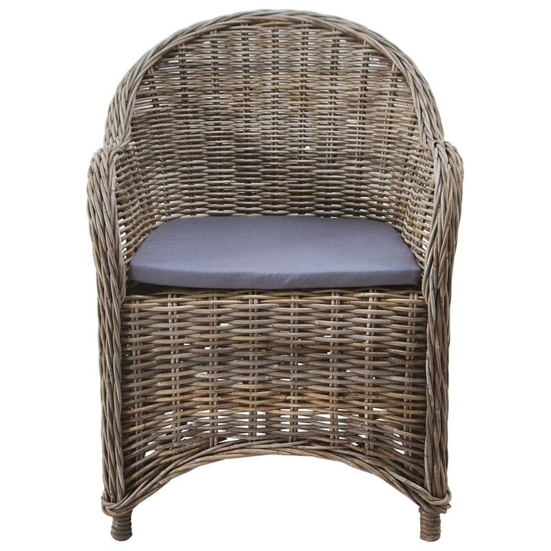 vidaXL Outdoor Chairs 4 pcs with Cushions Natural Rattan
