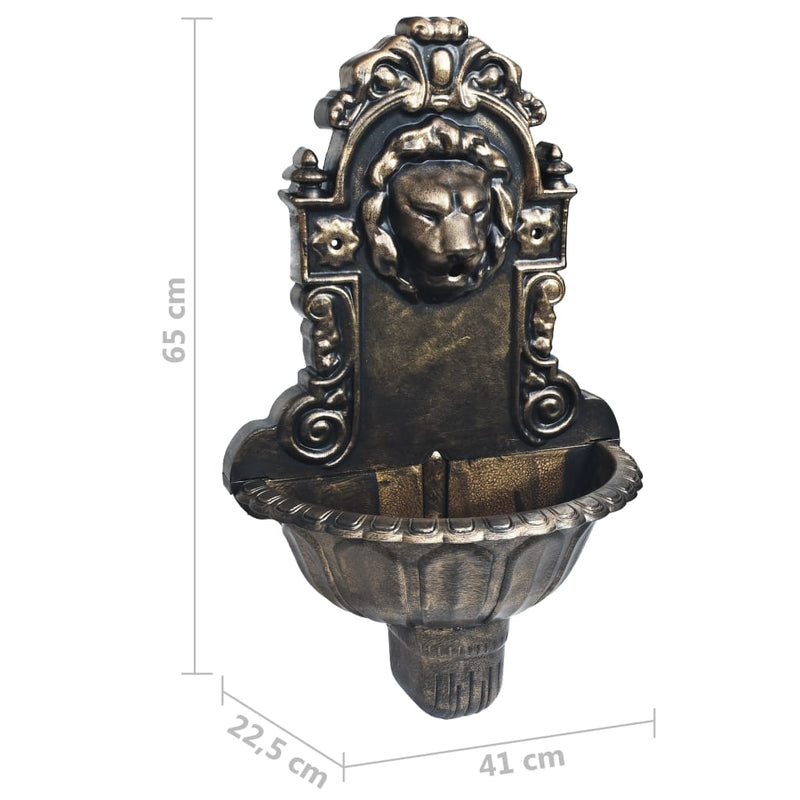 vidaXL Wall Fountain Lion Head Design Bronze