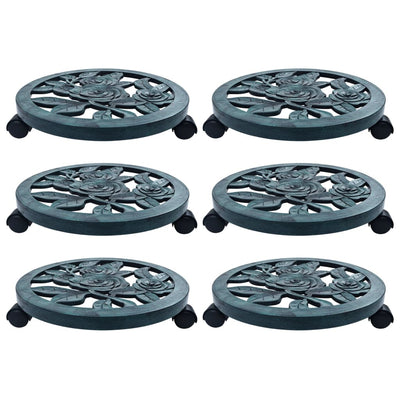 vidaXL Plant Trolleys 6 pcs Bronze 30 cm Plastic