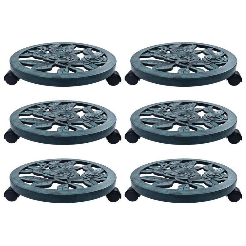 vidaXL Plant Trolleys 6 pcs Bronze 30 cm Plastic