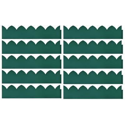 vidaXL Lawn Edgings 10 pcs Green 65x15 cm PP