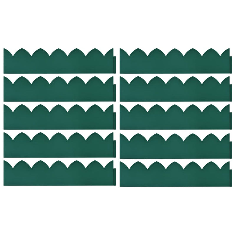 vidaXL Lawn Edgings 10 pcs Green 65x15 cm PP