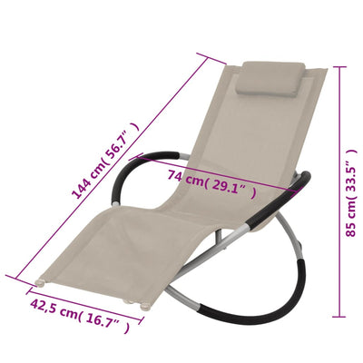 vidaXL Outdoor Geometrical Sun Lounger Steel Cream