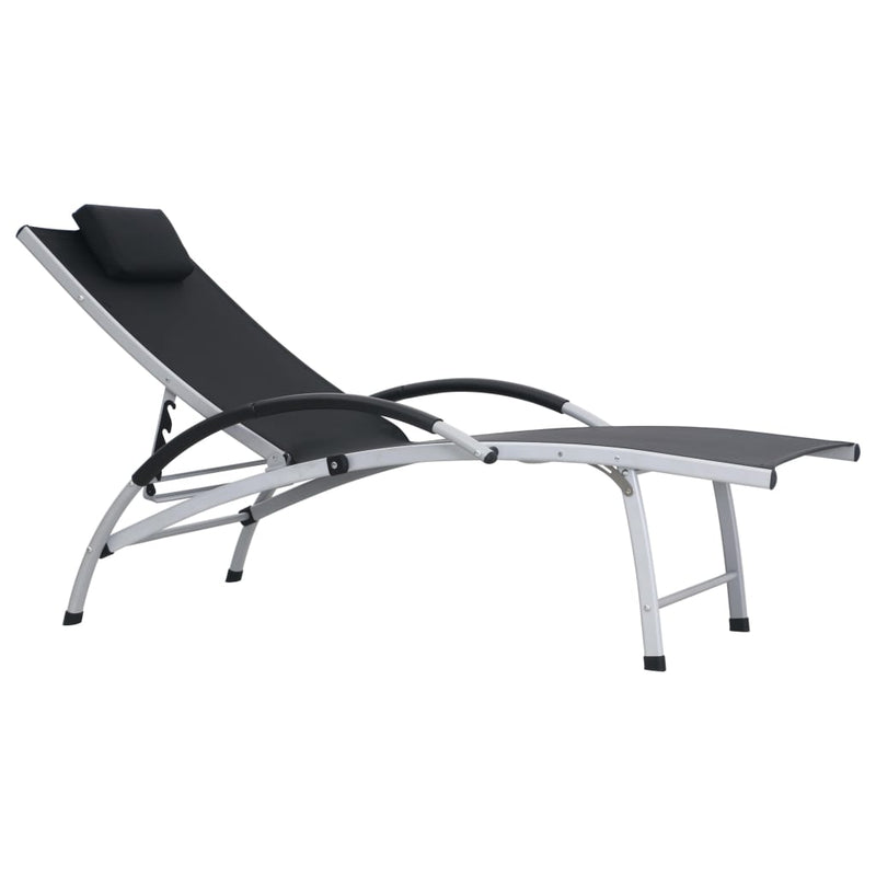 vidaXL Sun Lounger Aluminium Textliene Black
