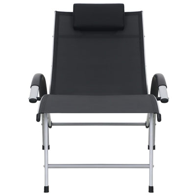 vidaXL Sun Lounger Aluminium Textliene Black
