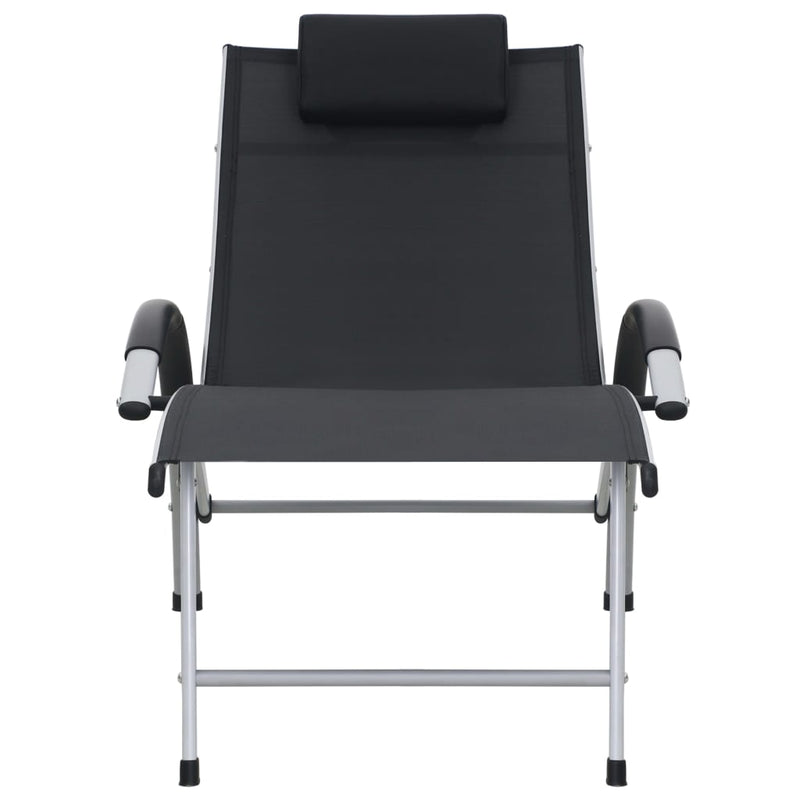 vidaXL Sun Lounger Aluminium Textliene Black