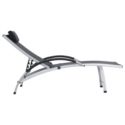 vidaXL Sun Lounger Aluminium Textliene Black