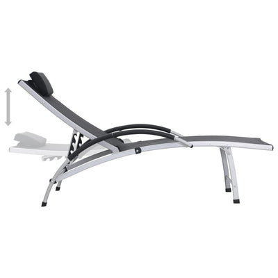 vidaXL Sun Lounger Aluminium Textliene Black