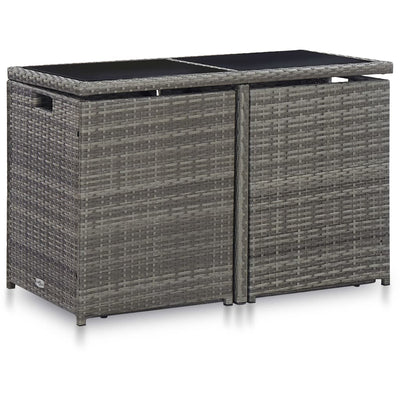 vidaXL 3 Piece Bistro Set with Cushions Poly Rattan Beige