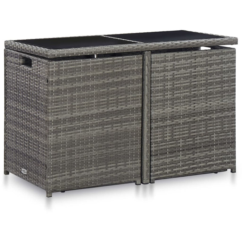 vidaXL 3 Piece Bistro Set with Cushions Poly Rattan Beige