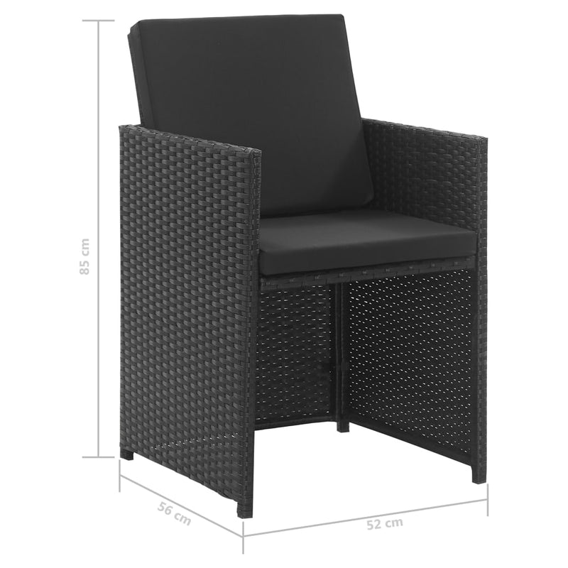 vidaXL 3 Piece Bistro Set with Cushions Poly Rattan Beige