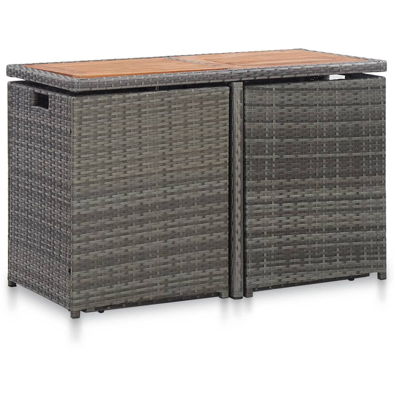 vidaXL 3 Piece Bistro Set with Cushions Poly Rattan Black