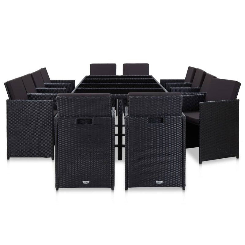vidaXL 13 Piece Outdoor Dining Set with Cushions Poly Rattan Anthracite