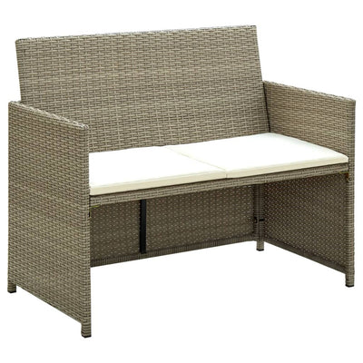 vidaXL 4 Piece Garden Lounge Set with Cushions Beige Poly Rattan