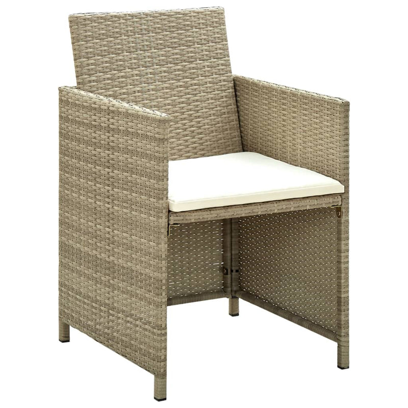 vidaXL 4 Piece Garden Lounge Set with Cushions Beige Poly Rattan